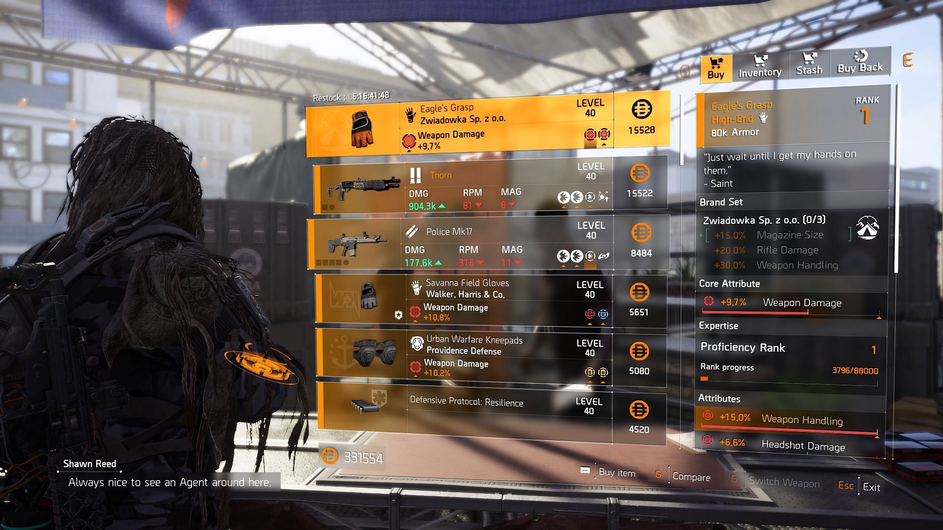 The Division 2 vendor found at the Theatre Settlement (Image via Sportskeeda Gaming || Ubisoft)